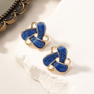 Blue and Gold Trefoil Earrings